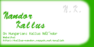 nandor kallus business card